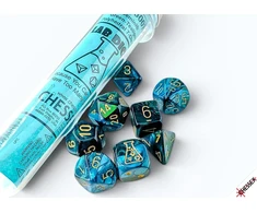 Chessex Gemini Žalias-Teal/Gold Lab Polyhedral 7-Die Set