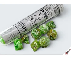 Chessex Marble Sour Žalias/Baltas Lab Polyhedral 7-Die Set