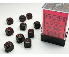 Chessex Opaque 12mm d6 with pips Dice Blocks (36 Dice) - Juodas/Raudona