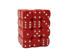 Chessex Opaque 12mm d6 with pips Dice Blocks (36 Dice) - Raudona w/baltas