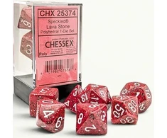 Chessex Polyhedral Speckled Lava Stone/baltas 7-Die Set