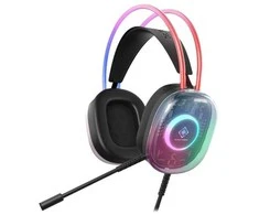 DH230 pusiau permatomos žaidimų ausinės DELTACO GAMING, RGB apšvietimas ant galvos juostos ir ausų kaušelių / GAM-186 / 4222394