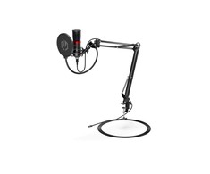 Endorfy Solum Streaming juodas kondensatorinis mikrofonas su laidu + laikiklis | USB