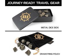 Enhance Tabletop RPGs 7pc Metal Dice Set with Case and Dice Bag