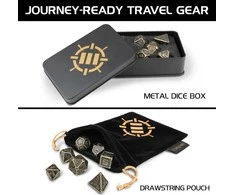 Enhance Tabletop RPGs 7pc Metal Dice Set with Case and Dice Bag