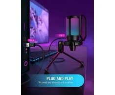 FIFINE A6V kardioidinis laidinis mikrofonas (juodas) su RGB | USB