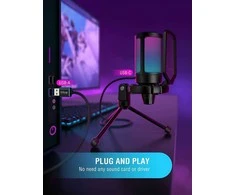FIFINE A6VB kardioidinis laidinis mikrofonas (mėlynas) su RGB | USB