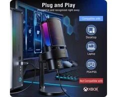 Fifine Technology FIFINE Ampligame A8Plus laidinis mikrofonas su RGB apšvietimu | USB