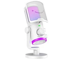 FIFINE AmpliGame AM6W laidinis mikrofonas su RGB apšvietimu | USB