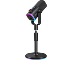 FIFINE AmpliGame AM8 PROS laidinis mikrofonas su stovu ir RGB apšvietimu USB/XLR