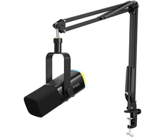 FIFINE AmpliGame AM8T Juodas laidinis mikrofonas su stovu ir RGB apšvietimu | USB/XLR