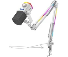 FIFINE AmpliGame AM8W PROT laidinis mikrofonas su stovu ir RGB apšvietimu USB/XLR