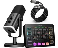 FIFINE AmpliGame KS5 Rinkinys | AM8 mikrofonas | SC3 žaidimų garso maišytuvas | L9 XLR kabelis
