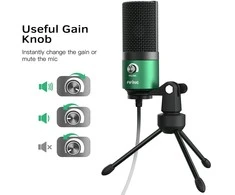 FIFINE K669G žalias kondensatorinis mikrofonas | USB
