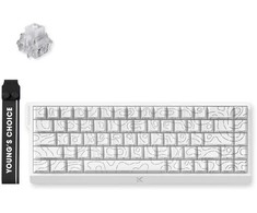 MCHOSE Ace 68 laidinė žaidimų klaviatūra | US | Ice Rhino magnetic Switch | Baltas Topographic