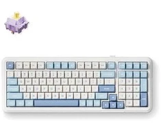 MCHOSE K99 belaidė mechaninė klaviatūra| US | Hyacinth Switch | 2.4GHz, BT | Balta-mėlyna