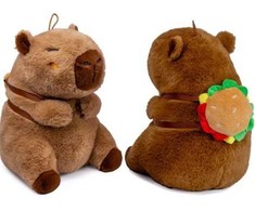 Pc Merch Kawaii - Capybara With Burger Backpack Pliušinis Žaislas | 25 cm