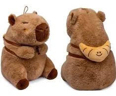 Pc Merch Kawaii - Capybara With Croissant Backpack Pliušinis Žaislas | 25 cm
