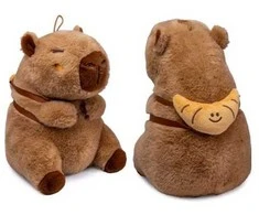 Pc Merch Kawaii - Capybara With Croissant Backpack Pliušinis Žaislas | 25 cm