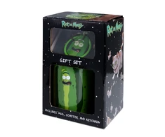 Pyramid „Rick and Morty“ – „Pickle Rick“ dovanų rinkinys: puodelis, padėkliukas ir raktų pakabukas