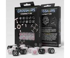 Q Workshop Crosshairs Compact D6 RPG Kauliukų Rinkinys (juoda Ir Perlo Sp.)