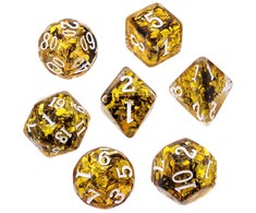REBEL RPG kauliukų rinkinys - Tankus branduolys - Auksas (baltas numeriai)