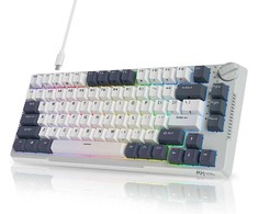 Royal Kludge RH81 balta belaidė mechaninė klaviatūra | 75%, Hot-swap, RGB, Brown Switches, US