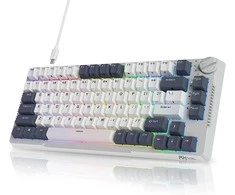 Royal Kludge RH81 balta belaidė mechaninė klaviatūra | 75%, Hot-swap, RGB, Sky Cyan Switches, US