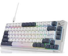 Royal Kludge RH81 balta belaidė mechaninė klaviatūra | 75%, Hot-swap, RGB, Sky Cyan Switches, US
