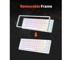 Bevielė Žaidimų Klaviatūra Royal Kludge RK G68 Wireless 65% - US išdėstymas - Raudona Linear Switches - baltos spalvos
