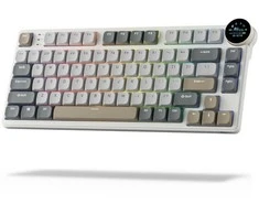 „Royal Kludge RK N80 RGB Pearly Dawn“ klaviatūra |75%, karšto keitimo, rudi jungikliai, JAV