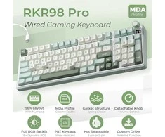 Royal Kludge RK-R98 RGB Sky Cyan laidinė klaviatūra | 96%, Hot-swap, rusvai gelsvas switches, US