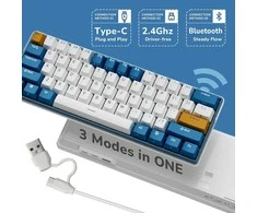 Royal Kludge RK61 Plus RGB Klein Mėlyna belaidė klaviatūra | 60%, Hot-swap, SkyCyan switches, US