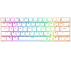 Royal Kludge RK61 TKL Klaviatūra | 60%, „Hot-swap“, rudi jungikliai, JAV, balta