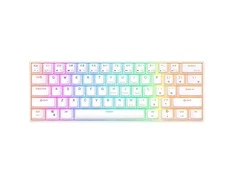 Royal Kludge RK61 TKL Klaviatūra | 60%, Hot-swap, Raudona Switches, JAV, balta