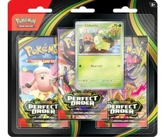 The Pokemon Pokemon TCG: Mega Evolution - Perfect Order 3-Pack Blister Chikorita