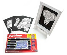 5 spalvų Sharpie akrilo markerių rinkinys su spalvinimo knygele