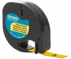DYMO LetraTag Plastikinė Juostelė 12mm x 4m / juodas ant geltonos (S0721570 / S0721620)