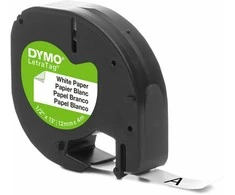 DYMO LetraTag Popierinė Juostelė 12mm x 4m / juodas ant baltos (S0721500 / S0721510)