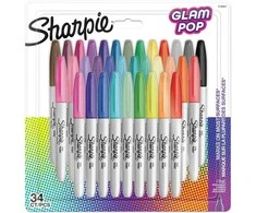 Markeriai Sharpie Fine Permanent Glam Pop 34 spalvų - 2198891