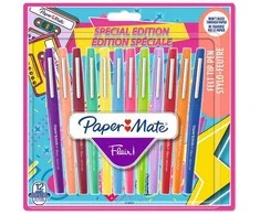 Papermate Paper Mate Flair Retro markeriai 12 vnt. su A3 formato juodu kortelių bloku