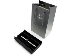 Parker IM Brushed Metal GT tušinukų rinkinys pilkoje dėžutėje su juostele ir dovanų maišeliu