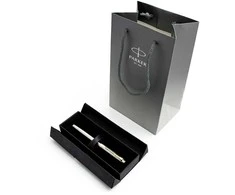 Parker IM Brushed Metal GT tušinukų rinkinys pilkoje dėžutėje su juostele ir dovanų maišeliu