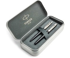Parker Jotter Bond Street Juodas CT plunksnakočio ir tušinukų rinkinys metalinėje dėžutėje