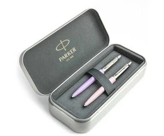 Parker Jotter Originals Lilac ir Rožinė Tušinukų dovanų rinkinys su metaliniu dėklu