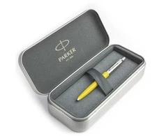 Parker Jotter Originals Geltona Tušinuko dovanų rinkinys metalinėje dėžutėje