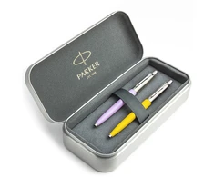 Parker Jotter Originals Lilac ir Geltona Tušinukų dovanų rinkinys su metaliniu dėklu