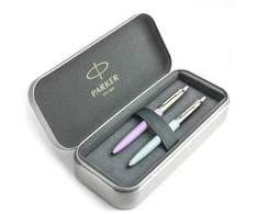 Parker Jotter Originals Lilac ir Pastel Mėlyna Tušinukų dovanų rinkinys su metaliniu dėklu