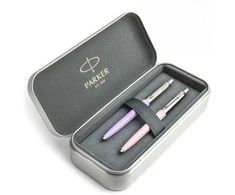 Parker Jotter Originals Lilac ir Rožinė Tušinukų dovanų rinkinys su metaliniu dėklu