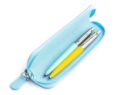Parker Jotter Originals Mint ir Geltona Tušinukų dovanų rinkinys su mėlynu dėklu